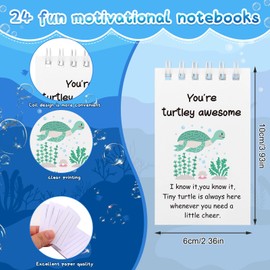 Haiabei 24 Pcs You're Turtley Awesome Inspirational Gift include Retractable Bamboo Pens with Mini Spiral Notebooks Employee Appreciation Gifts Bulk Thank You for Staff Coworkers Graduation Gift