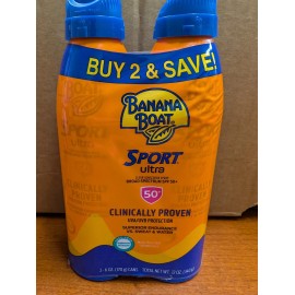 Banana Boat Sport Ultra 50 SPF Sunscreen Spray - 2 Cans (6 oz each) Exp 08/2026