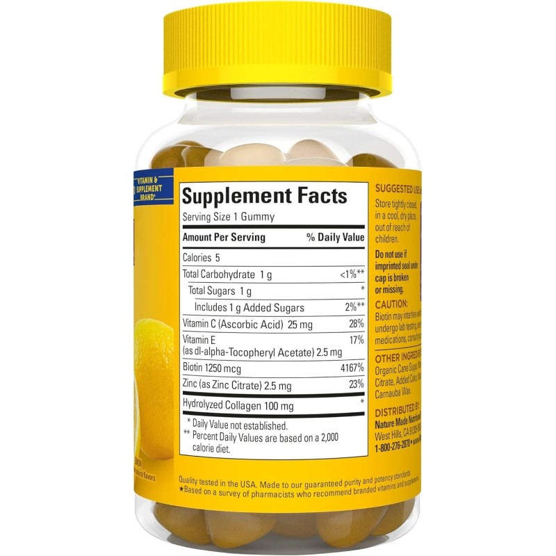 Nature Made Hydrolyzed Collagen Supplement Gummies with Vitamin C, Biotin