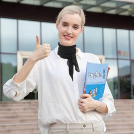 ALLY-MAGIC Plain Square Chiffon Neck Scarf For Lady Retro 50s Light Weight, Fashion Women Plain Square Chiffon 50s Neck Scarf Y3XFFJ (BLACK)