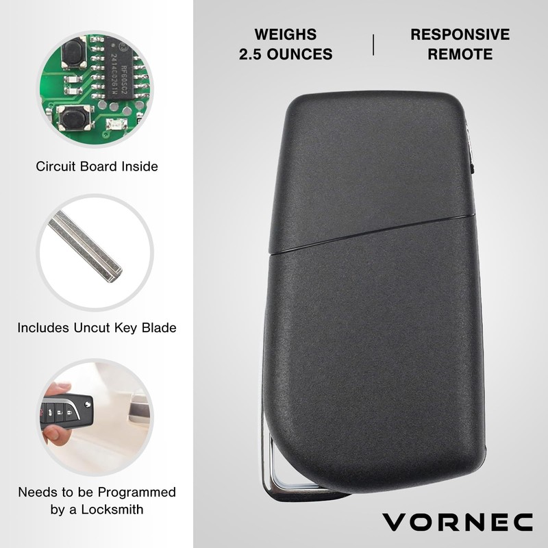 VORNEC Replacement for Toyota Camry Remote Flip Key HYQ12BFB 89070-06790
