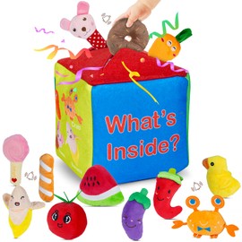 Ancitoy Baby Mystery Soft Box Toys, Plush Felt Box with 12 Sensory Toys, Sound Learning Set, What's Inside Montessori Cognitive Play for Toddlers 6 Months+, Birthday Gifts for Boys Girls