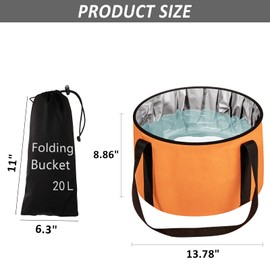 JSVSLTD Foot Bath Basin 20L Collapsible Bucket, Portable Foot Soak Tub Feet Soaking Bucket for Outdoor Travel, Camping, Fishing(Orange)