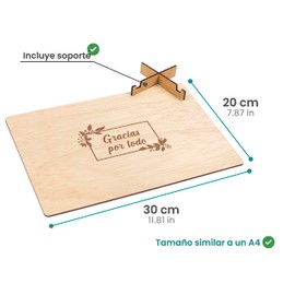 CONTRAXT Tarjeta de agradecimiento madera. Regalo original libro tarjeta de firmas gracias por todo hombre o mujer profesores maestras amigas compañeros trabajo cumpleaños (Gracias)