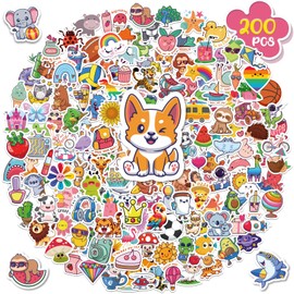ALODNY 200 PCS Water Bottle Stickers for Kids Cute Sticker,Waterproof Vinyl Stickers for Water Bottles laptops,Kawaii Stickers for Kids Classroom Prize Boys Girls Teens