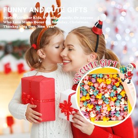 Mini Ducks Christmas Resin Tiny Ducks 50 Pack Little Small Plastic Ducks, Mini Ducks With Santa Hats for Christmas Party Bag Fillers, Fairy Garden Accessories Micro Landscape Gifts Colorful