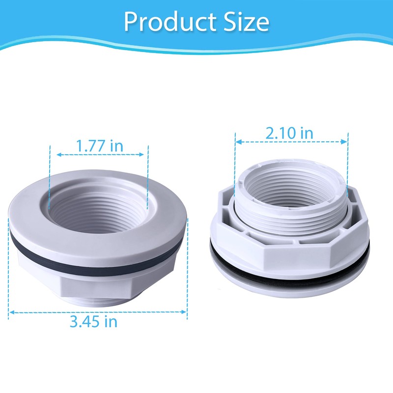 2 Pcs 1 1/2" Above Ground Pool Inlet Return Fitting