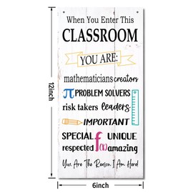 Motivational Classroom Signs Decor, When You Enter This Classroom, Hanging Wood Sign Classroom Décor, Rustic Classroom Wall Décor, Math Teacher Sign, Mathematics Sign, Math Teacher Appreciation Gift