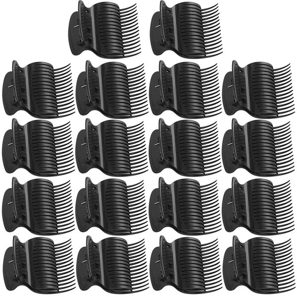 18 Pieces Hot Roller Clips Plastic Hair Curler Claw Clips Replacement Roller Clips for Small, Medium, Large and Jumbo Hair Rollers (Black)