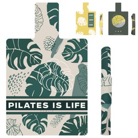 Pilates Reformer Mat, Foldable Pilates Reformer Cover with 2 Options, 39in x 24in Pilates Reformer Mat Towel (Cream&Green)