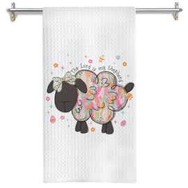 GOOZHO The Lord is My Shepherd Christian Kitchen Towels, Sheep Decor Hand Towels for Bathroom, Bible Verse Decor Dish Tea Towels for Kitchen, Christian Sheep Gifts for Women, 16x24 Inch