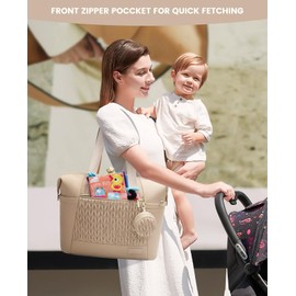 LOVEVOOK Diaper Bag Tote, Large Baby Tote Bag, Travel Diaper Tote for Mom and Dad with Changing Pad and First Aid Bag, Khaki