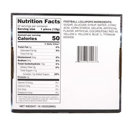 Football Lollipops, Individually Wrapped Sports Suckers, Blue Raspberry Flavored, Team Party Favors, 24 Count Box, 10.16 Ounces