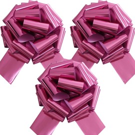 3Pcs Giant Bow for Present,12 Inch Giant Gift Bow Large Bow for Bike Appliances,Children's Cars,New Houses,Christmas,Big Gifts and Other Decorations and Scene Arrangements (Metallic Pink)