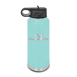 Swimming Laser Engraved Water Bottle Customizable Polar Camel Stainless Steel with Straw - Triathlon Swimmer Swim v2 Teal 32 oz