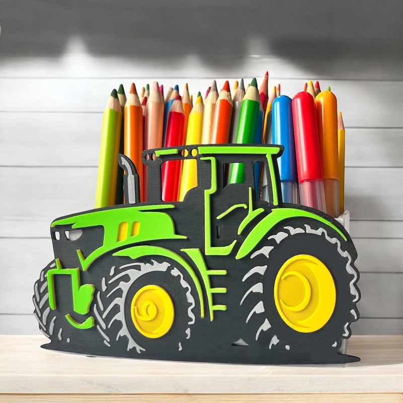 KAJAWIS Schreibtisch Organizer 3D Traktor - Stifteetui für Kinder -