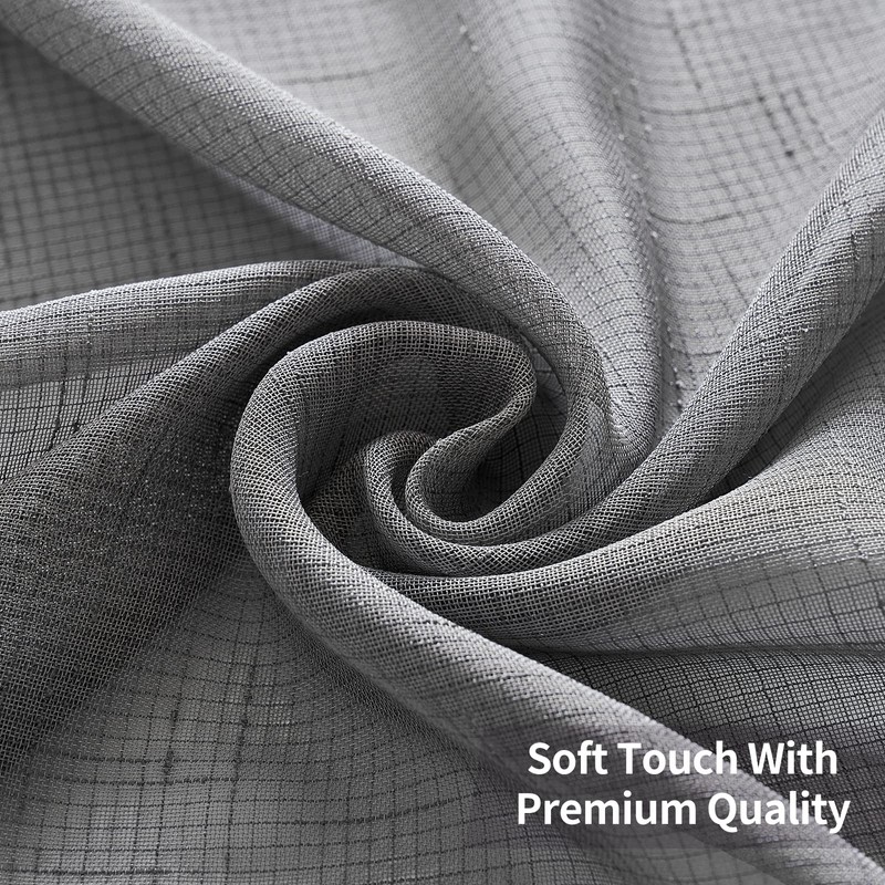 MIULEE 2 Panels Natural Linen Semi Sheer Window Curtains Elegant