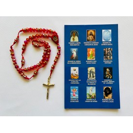 Compendio De Rosarios: "Rosario A Maria Rosa Mistica, Rosario Al Sagrado Corazon De Jesus, Rosario Al Espiritu Santo..." y Rosario de Cristal Rojo con La Imagen de La Virgen