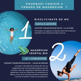 Magnesium B6 | 4 mg Synergistic 1980 mg/day = Bisglycinate + Malate + Organic Vegetable + Taurine Chelata | Tolerance and Assimilation Higher than Marine Magnesium