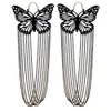 Black Iridescent French Hook Butterfly Shaped Dangle Earrings Chain Tassel