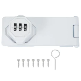 MECCANIXITY Password Rotary Hasp Locks, Mechanical Cabinet Combination Latch Locks 5" Security Keyless Rotary Hasp Latch Lock No Drilling for Shed Door Sliding Closet Bathroom Outdoor White