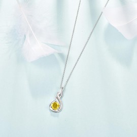 KINGWHYTE Infinity Necklace 925 Sterling Silver Infinity Teardrop Necklace Birthstone Pendant Necklace Jewellry Birthday Gifts for Women