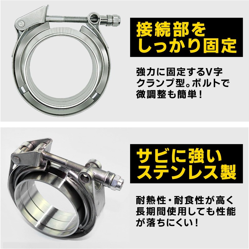 UB-Lab. Motorcycle Muffler Band Clamp Pipe Stainless Flange 60 Φ