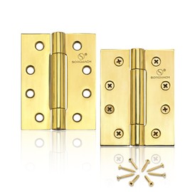 2 Pcs Door Hinges 4 inch(100 mm) 304 Stainless Steel Hinges Hidden Bearings External Door Hinges Heavy Duty Outdoor Gold Hinges for Wood