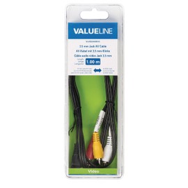Valueline 1.00 m 3.5 mm Jack Male to 3x RCA Male AV Cable - Black