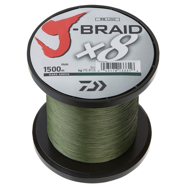Daiwa J-Braid X8 0.13mm, 8,0kg/18,0lbs, 1500m dark green - braided