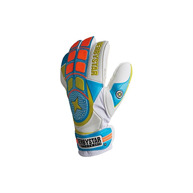 Derbystar Unisex's Attack XP11 Goalkeeper Gloves, White/Blue/Orange, 12
