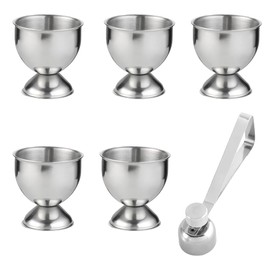 6-Piece Set Egg Cups, Egg Cup, 5 Egg Cups and1 Egg Opener, Breakfast Tray Egg Cup Holder, Egg Cup Holder for Raw Or Hard and Soft Boiled, Egg Cup for Soft Boiled Eg (5 Pcs & 1 Egg Opener)