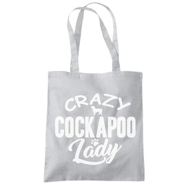Crazy Cockapoo Lady - Tote Shopping Bag - Pet Dog owner Doggy Mum Puppy One size grey