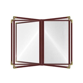 Goodsmart Restaurant Menu Covers – 25 Pack Burgundy 10-View 8.5" x 11" Cafe Menu Holders, Side-Loading Vinyl Covers with Clear Sleeves, Plastic & Leather-Style Menu Covers with Gold Corners