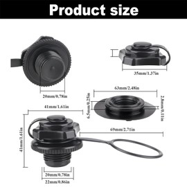 SIXHAOBU Pack of 4 Inflatable Boat Valve Inflation Canoe Valve Black Replacement Valve Air Valve Caps Inflatable Boat Air Valve for Inflatable Boats, Fishing Boats, Inflatable Dinghy Raft Pool Boat