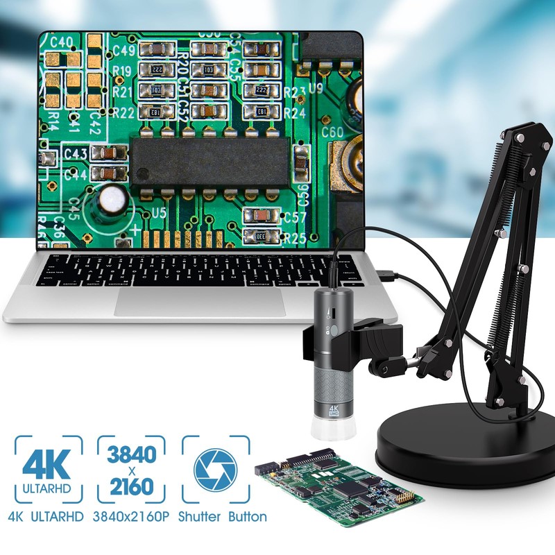 Ninyoon 4K WiFi Microscope with Max 55 cm Height Stand