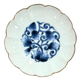 Arita Ware Plate, Small Plate, Hand-Painted Hosen Kiln, Old Dyed Arabesque, Chrysanthemum Split Plate, Approx. 3.9 inches (10 cm)