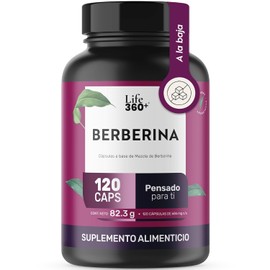 LIFE 360+ Berberina | 1000 Miligramos | 120 Cápsulas | Extracto HCL | Ingredientes de Origen Natural | Inulina de Agave | Suplemento Alimenticio | Sin Colorantes Artificiales