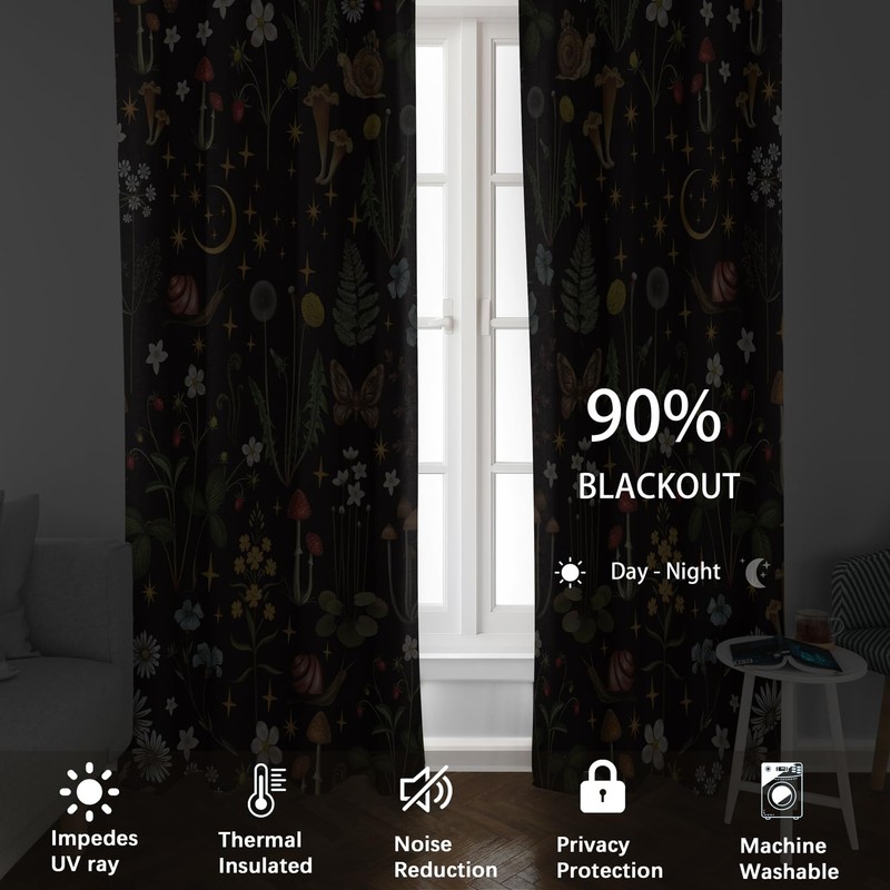 Moonslim Brown Gray Blackout Curtains, Grey Rustic Abstract Rustic Farmhouse