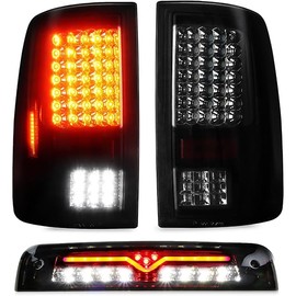 Tresound Tail Light + 3rd Brake Cargo Lamp for Dodge Ram 1500 2009-2010, Ram 2500 3500 2010, Ram 1500 2500 3500 2011-2018, NOT Compatible w/Original LED version, only fit Factory Halogen Model
