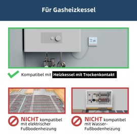 Beok Thermostat Heating Thermostat Tuya WiFi Room Thermostat Smart Thermostat Heating Intelligent Thermostat for Dry Contact Gas/Water Boiler Compatible Alexa, 3A 230V