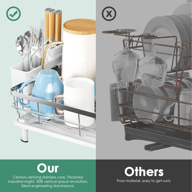 MOUKABAL Dish Drying Rack - Stainless Steel Dish Rack, Dish