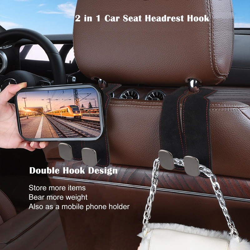 Car Hooks for Headrest 2 Pack, Car Seat Back Storage