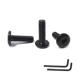 SHUNCHG Pack of 20 M6 x 25 Flat Head Screws M6 Hexagon Socket Stainless Steel A2 V2A Rounded Head Screws Full Thread Black Oxide with 2 Pieces Hex Key