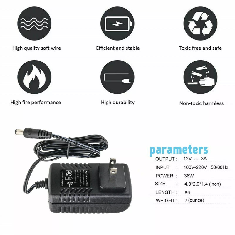 Kastar 12V 3A 36W AC to DC Adapter Power Supply