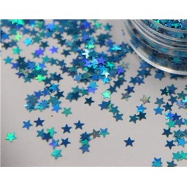 Nail Art Sparkly Stars Glitter Sequins 3mm (TCA700 Holo Blue Stars)