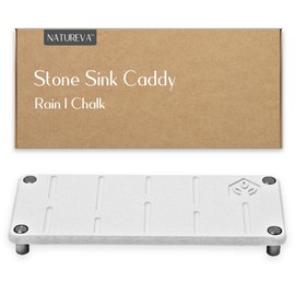 Natureva Home - Stone Sink Caddy | Fast Drying Diatomite Tray for Kitchen & Bathroom Sink Counter | Soap Dish Holder, Decor & Vanity Mat | Quick Dry Diatomaceous Earth | Design Rain | Colour Chalk