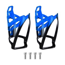 HARFINGTON 2pcs Bike Water Bottle Holder 5.3" PC Universal Bicycle Bottle Cages Ultralight Cycling Hydration Brackets with Screws for MTB Mountain Road Gravel, Black Blue