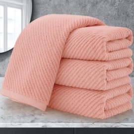 VOOVA & MOVAS Pink Hand Towels Set of 4, Large 18"x28" - 100% Cotton | Lightweight | Thick | Quick Dry | Soft | Absorption, Luxury Hand Towel Sets for Bathroom, Christmas Towel Gift Set