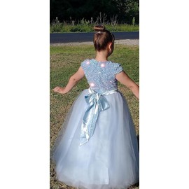 Party Wear Gown for Kids Junior Bridesmaid Dresses Baby Blue Puffy Tulle Sequins Dress Girls Birthday Party Gown Baby Blue 4